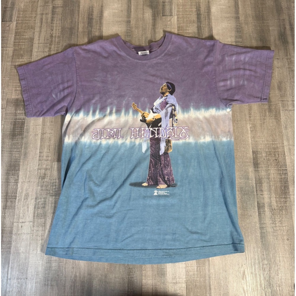 Vintage 2000 Jimi Hendrix Zion Tie Dye Graphic T-Shirt Purple Blue Mens Large